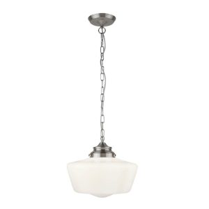 Searchlight 8071-1SS School House 1 Light Ceiling Pendant In Satin Silver