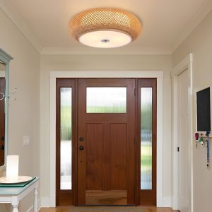 Lightsin Lutta-Handwoven Bamboo Ceiling Light - Zen-Style LED Fixture for Living Room, Bedroom & Dining Room