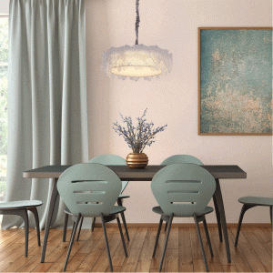 Lightsin Modern Vintage Leaf Glass Pendant Light with Metal Frame for Living Room