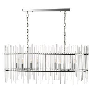 Dar Lighting Finola 8 Light Ceiling Bar Pendant Light In Polished Chrome With Glass Rods FIN0850