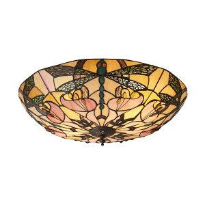 Interiors 1900 63922 Ashton Tiffany Large 2 Light Flush Ceiling Light In Bronze