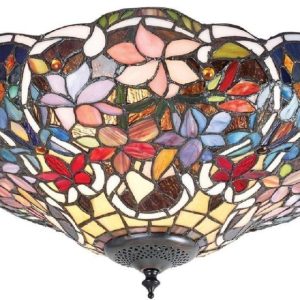 Interiors 1900 70709 Sullivan Tiffany Medium 2 Light Flush Ceiling Light In Dark Bronze
