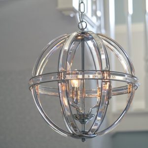 Laura Ashley Aidan 3 Light Polished Chrome And Glass Lantern Pendant Light