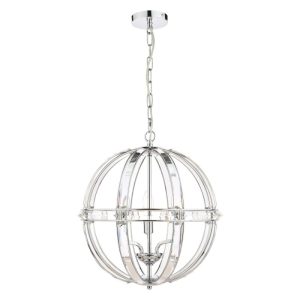 Laura Ashley Aidan Glass Globe 5 Light Chandelier In Polished Chrome Finish
