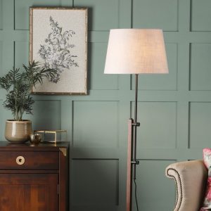 Laura Ashley Burdale Adjustable Dark Wood Floor Lamp With Industrial Brass Detail Base Only LA3756225-Q