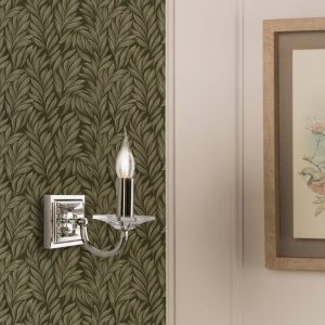 Laura Ashley Carson Crystal Wall Light In Polished Nickel Finish