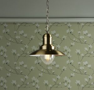 Laura Ashley Corbridge 1 Light Fisherman Nautical Ceiling Pendant Light in Antique Brass