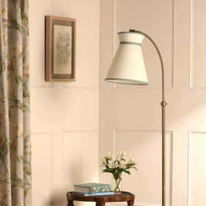 Laura Ashley Dearham Floor Lamp In Antique Brass With White Cotton Shade