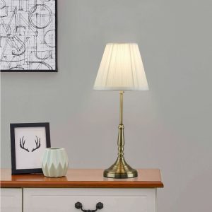 Laura Ashley Elliot Table Lamp In Antique Brass Finish With White Shade