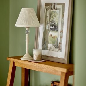 Laura Ashley Ellis Satin Cream Spindle Table Lamp with Ivory Shade