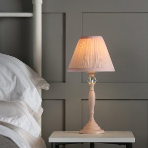 Laura Ashley Ellis Satin Pink Table Lamp With Blush Cotton Shade