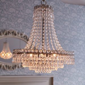 Laura Ashley Enid 5 Light Cut Glass Chandelier In Polished Nickel Finish