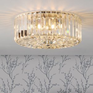 Laura Ashley Fernhurst 3 Light Crystal Flush Ceiling Light In Polished Chrome Finish LA3756211-Q