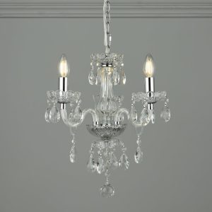 Laura Ashley Harriet 3 Light Crystal Chandelier in Polished Chrome Finish