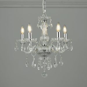 Laura Ashley Harriet Crystal 5 Light Chandelier In Polished Chrome Finish