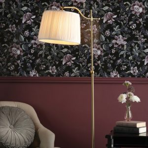 Laura Ashley Hemsley Floor Lamp In Matt Antique Finish With Ivory Shade LA3756330-Q