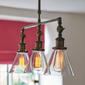 Laura Ashley Isaac 3 Light Bar Pendant Ceiling Light In Antique Brass Finish