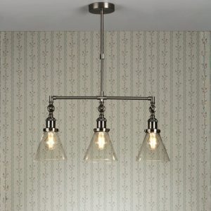 Laura Ashley Isaac 3 Light Bar Pendant Ceiling Light in Industrial Nickel