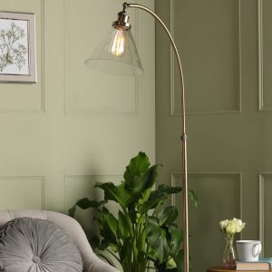 Laura Ashley Isaac Floor Lamp Antique Brass and Glass LA3756313-Q
