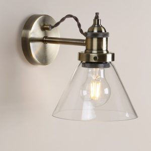 Laura Ashley Isaac Single Wall Light In Antique Brass Finish