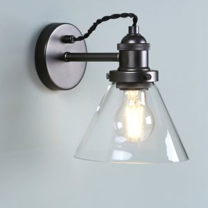 Laura Ashley Isaac1 Light Wall Light In Industrial Nickel Finish