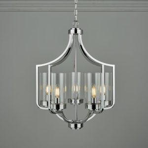 Laura Ashley Joseph 5 Light Ceiling Chandelier in Polished Chrome Finish