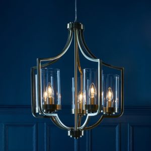 Laura Ashley Joseph 5 Light Chandelier in Antique Brass Finish