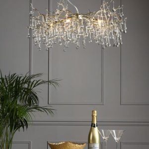 Laura Ashley LA3756144-Q Willow 5 Light Crystal Ceiling Pendant Light In Champagne Finish