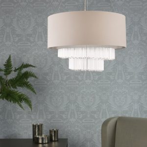 Laura Ashley LA3756145-Q Genevieve 5 Light Ceiling Pendant Light In Grey Finish With Glass Rods