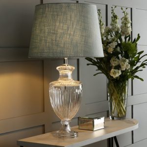 Laura Ashley Meredith Cut Glass Large Urn Table Lamp Base In Polished Chrome Finish
