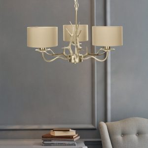 Laura Ashley Mulroy Antler 3 Light Chandelier with Shades