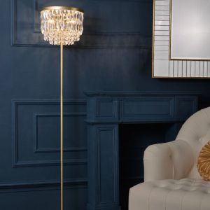 Laura Ashley Rhosill 3 Light Crystal Floor Lamp In Matt Antique Brass Finish LA3756390-Q