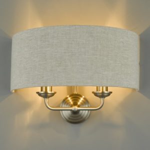 Laura Ashley Sorrento 2 Light Wall Light In Brushed Chrome With Natural Shade