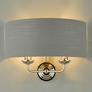 Laura Ashley Sorrento 2 Light Wall Light in Polished Nickel with Charcoal Shade