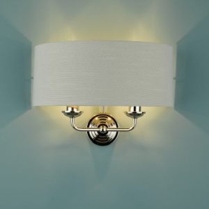 Laura Ashley Sorrento 2 Light Wall Light in Polished Nickel with Silver Shade