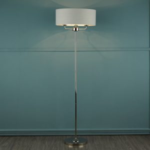 Laura Ashley Sorrento 3 Light Floor Lamp in Polished Nickel with Silver Shade