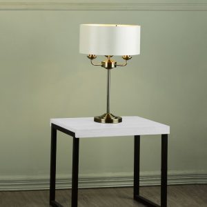 Laura Ashley Sorrento Antique Brass 3 Light Table Lamp With Ivory Shade