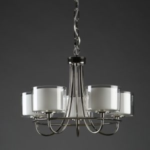 Laura Ashley Southwell Polished Nickel 5 Light Chandelier With Glass Shades LA3703637-Q