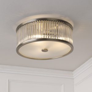 Laura Ashley Sutton 2 Light Flush Ceiling Light In Matt Antique With Ribbed Glass Rods