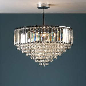 Laura Ashley Vienna 5 Light Semi Flush Ceiling Light In Polished Chrome With Crystal Glass