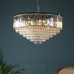 Laura Ashley Vienna 9 Light Chandelier In Polished Chrome With Crystal Glass