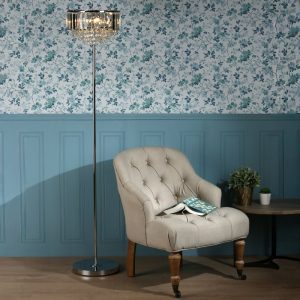 Laura Ashley Vienna Crystal Glass 3 Light Floor Lamp In Polished Chrome Finish