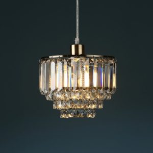 Laura Ashley Vienna Crystal Glass And Antique Brass Easy-Fit Ceiling Pendant Light