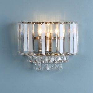 Laura Ashley Vienna Crystal Glass Wall Light In Antique Brass Finish