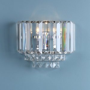 Laura Ashley Vienna Crystal Glass Wall Light In Polished Chrome Finish
