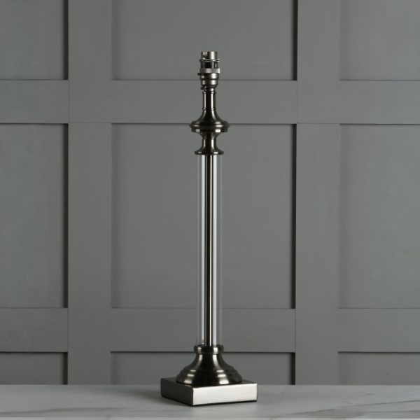 Laura Ashley Winston Glass Candlestick Table Lamp Base In Antique Chrome Finish