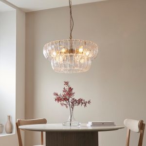 Malibu Textured Glass 3 Pendant Ceiling Light In Brushed Aged Brass