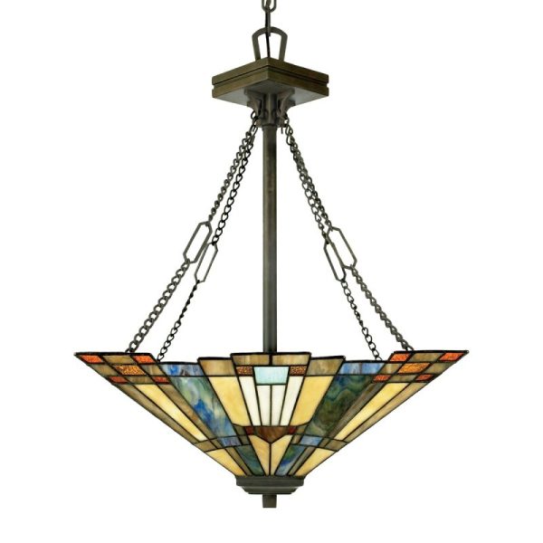 QZ-INGLENOOK-P-B Inglenook 3 Light Tiffany Bronze Ceiling Pendant