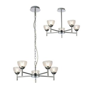 Avalon 5 Light Pendant/Semi Flush Ceiling Light In Chrome