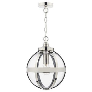 Dar HEA0138 Heath 1 Light Ceiling Pendant in Polished Nickel